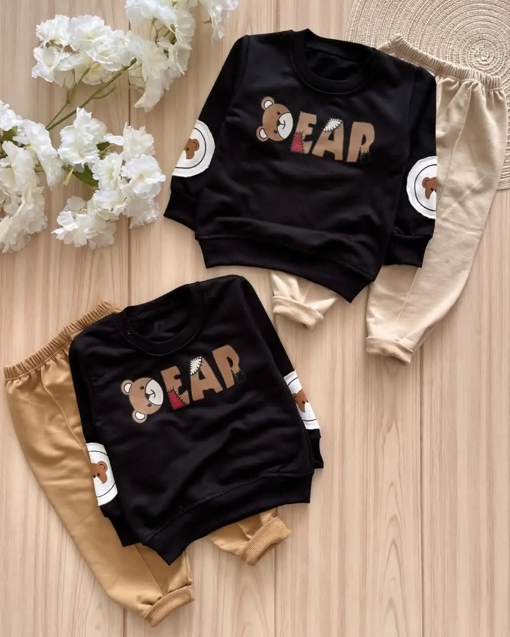 👕💖 لباس بچه: بلوز شلوار خرس تیکه‌ای
