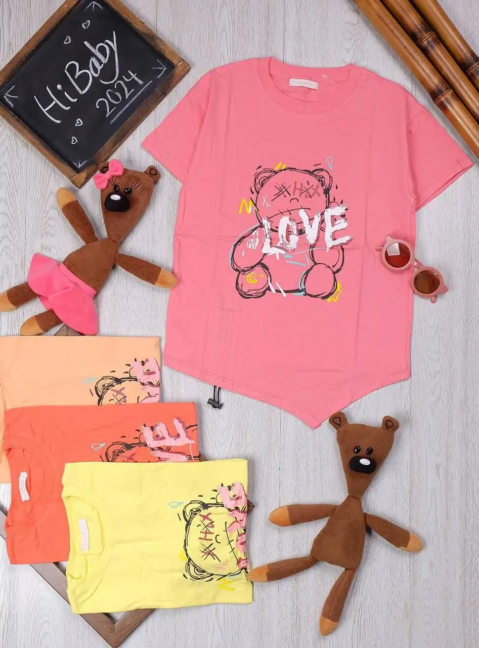 👫تیشرت تک دخترانه خرس Love بندی👫
