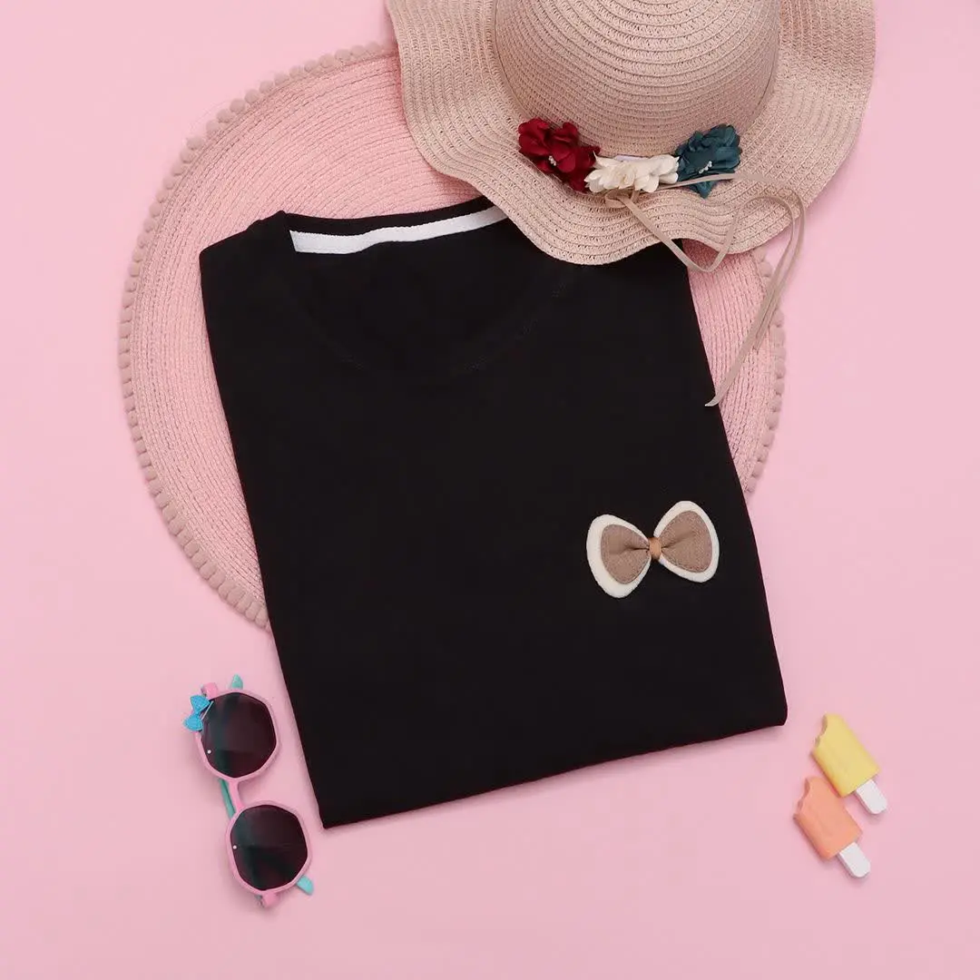 تیشرت آستبن فانتزی نخ پنبه‌ای دخترانه 🌟
