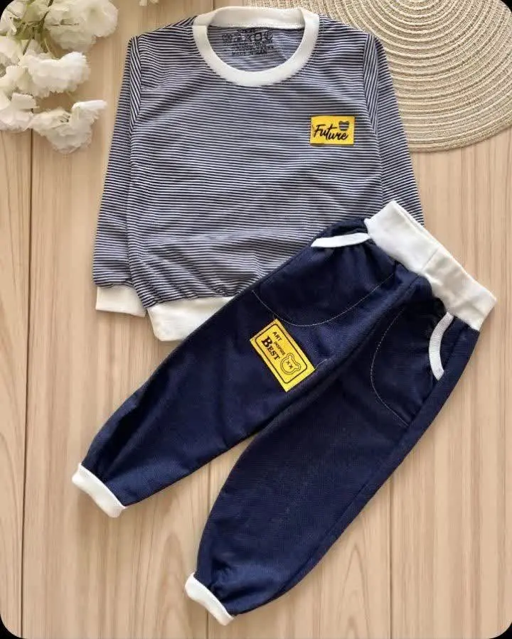 👶🌟 لباس بچه‌گانه بلوز شلوار راه‌راه

