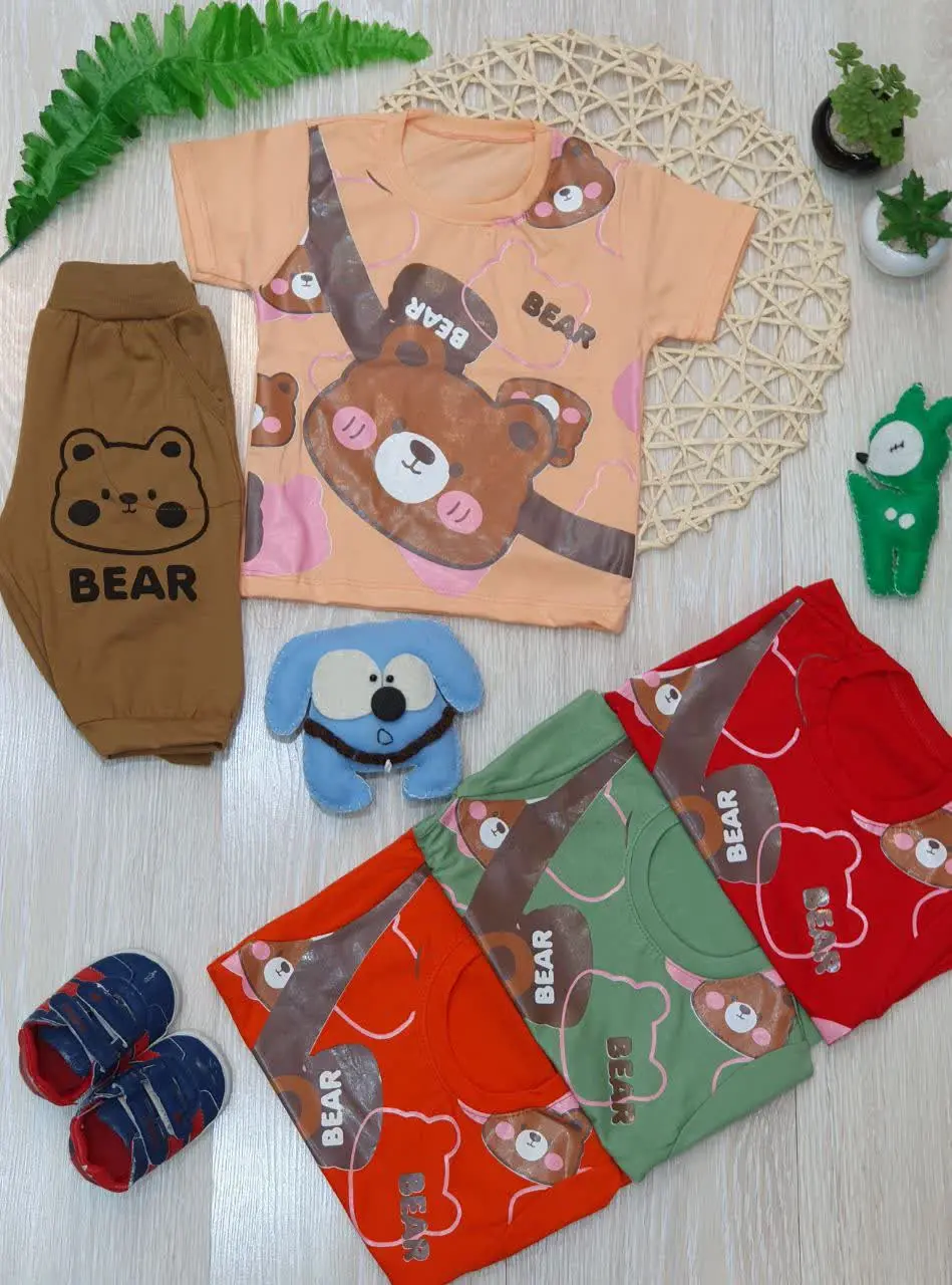 👕تیشرت شلوارک طرح خرس 
