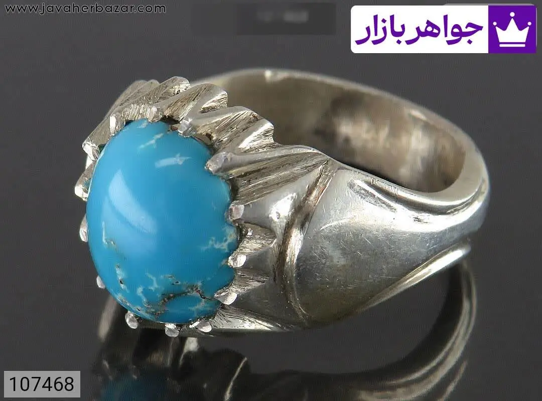 انگشتر نقره فیروزه مصری دور...