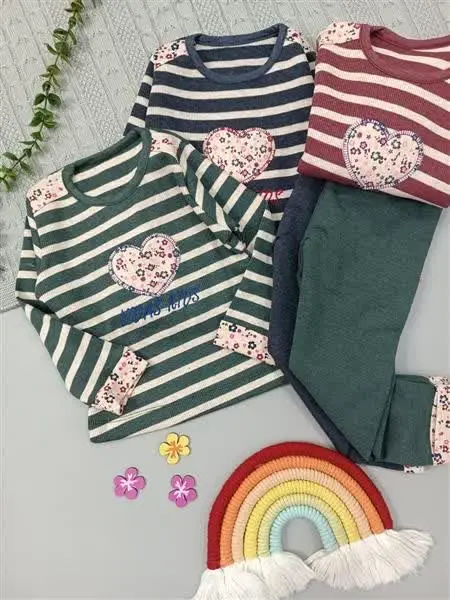 بلوز شلوار کبریتی قلب گلدار 
