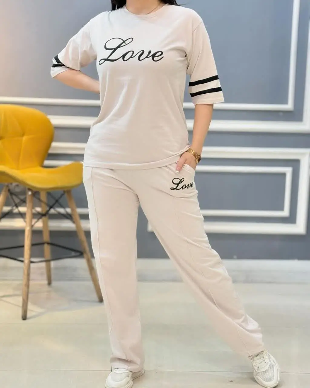 ❤️ست بگ چاپ LOVE شلوار خط اتو جیب دار 
