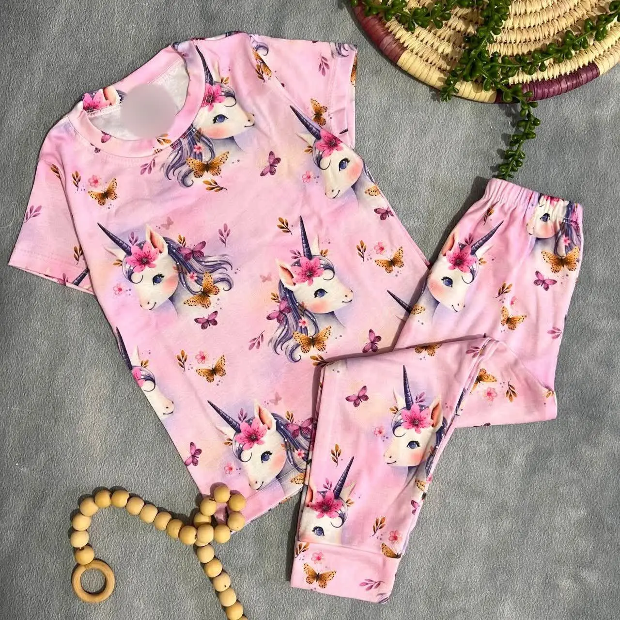 👚نام: ست راحتی سایز بزرگ استین کوتاه یونیکورن
