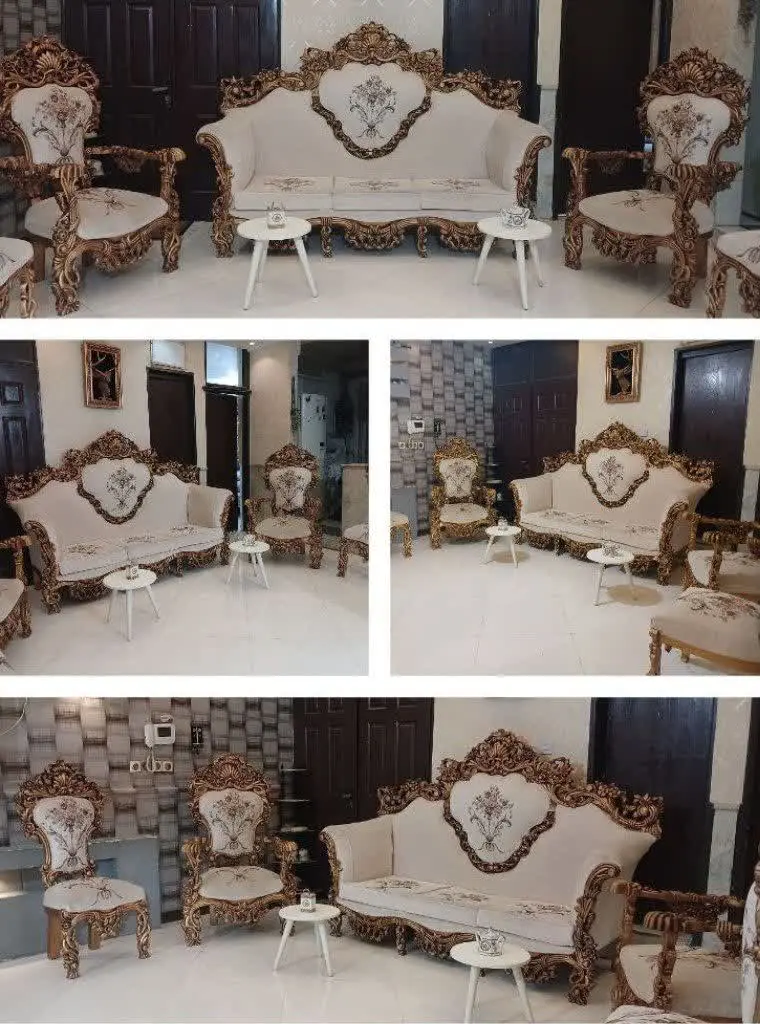 مبل سلطنتی پنجه شیری تمام چوب 
