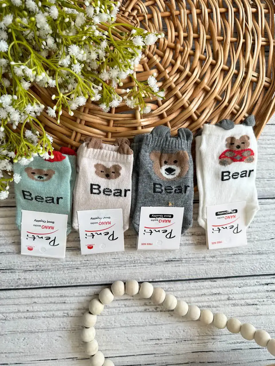 جوراب Bear رنگی نوزادی و کودک کد ۷۱۰۵۵ 
