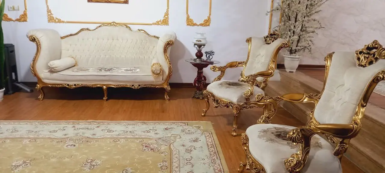 مبل استیل ۷ نفره ورق طلا کار تهران 
