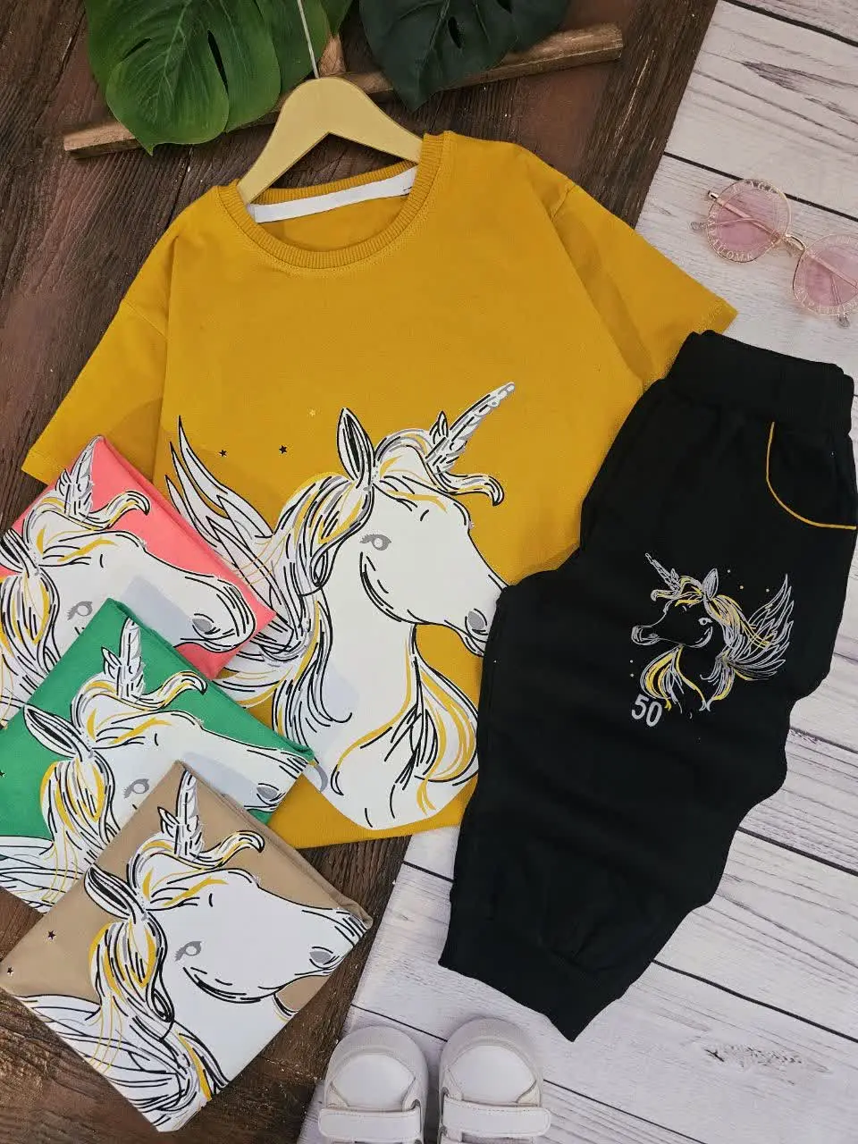 تیشرت و شلوارک تک شاخ بالدار🦄
