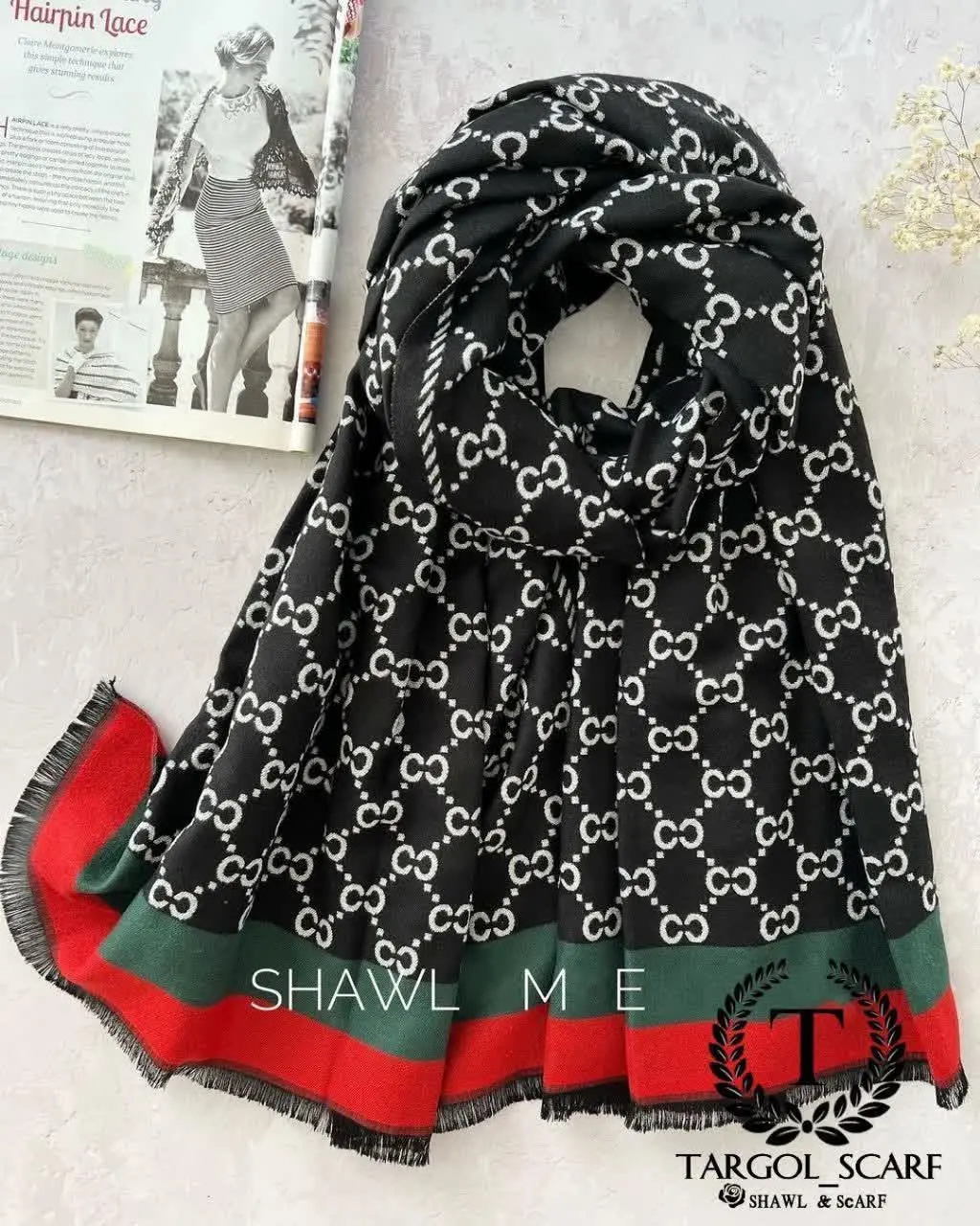 🌟شال موهر دورو طرح گوچی🌟

