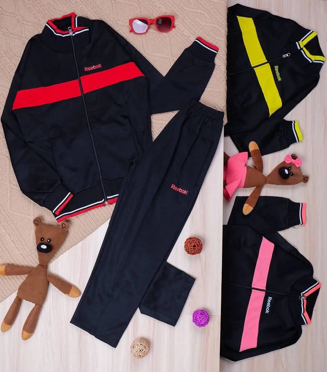 👫ست ورزشی مشکی حاشیه رنگی REEBOK👫
