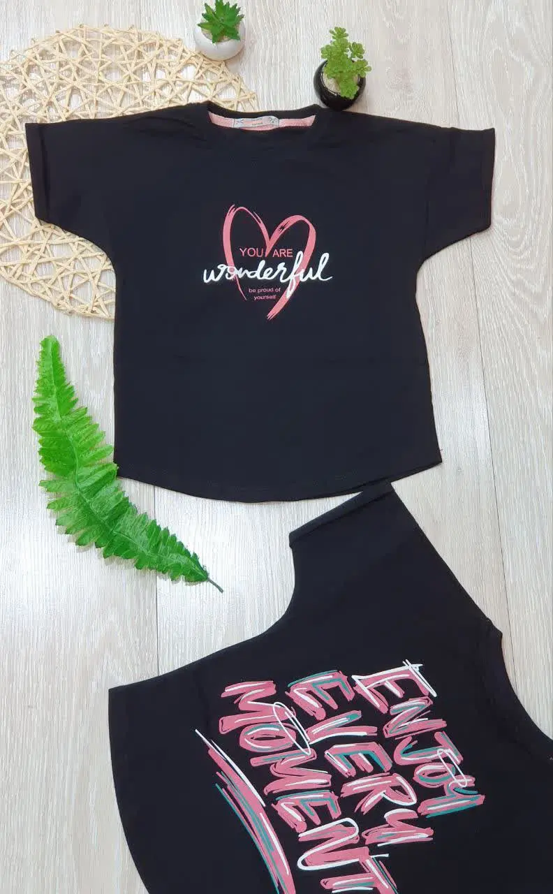 👕تیشرت دخترانه مشکی قلب
