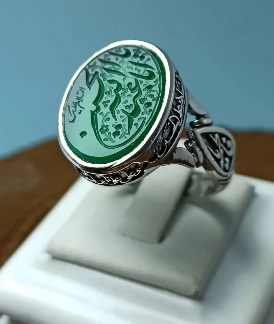 💎انگشتر مردانه عقیق سبز اصلی