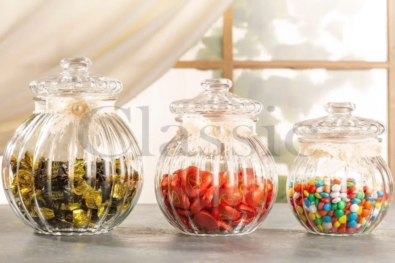 بانکه شیشه‌ای ۳ سایز طرح کد و
