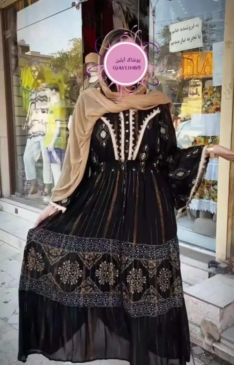 💓پیراهن نخی ‌طلاکوب خرج کارهند وارداتی
