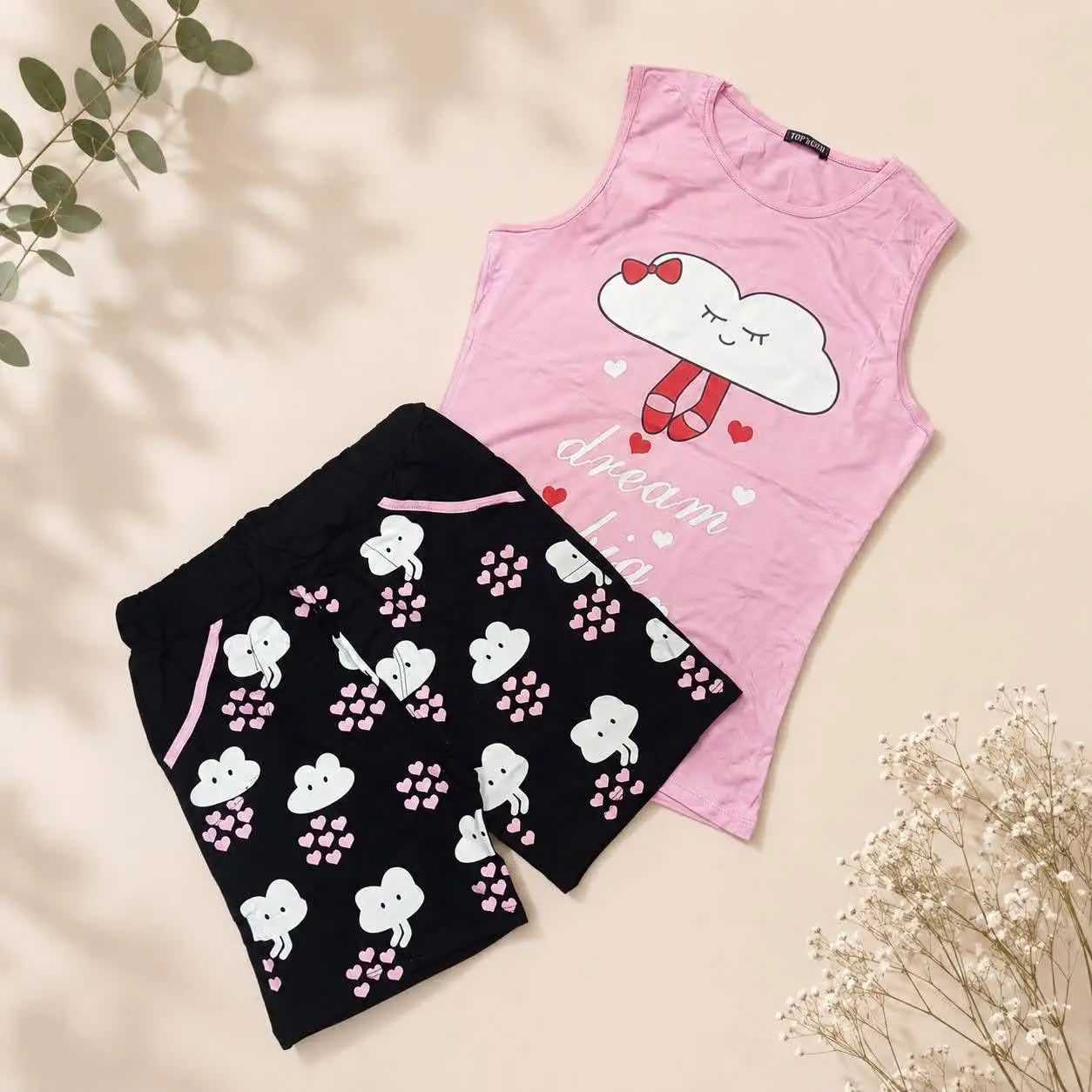 «تاپ شلوارک ابرقلبی» ☁️💕
