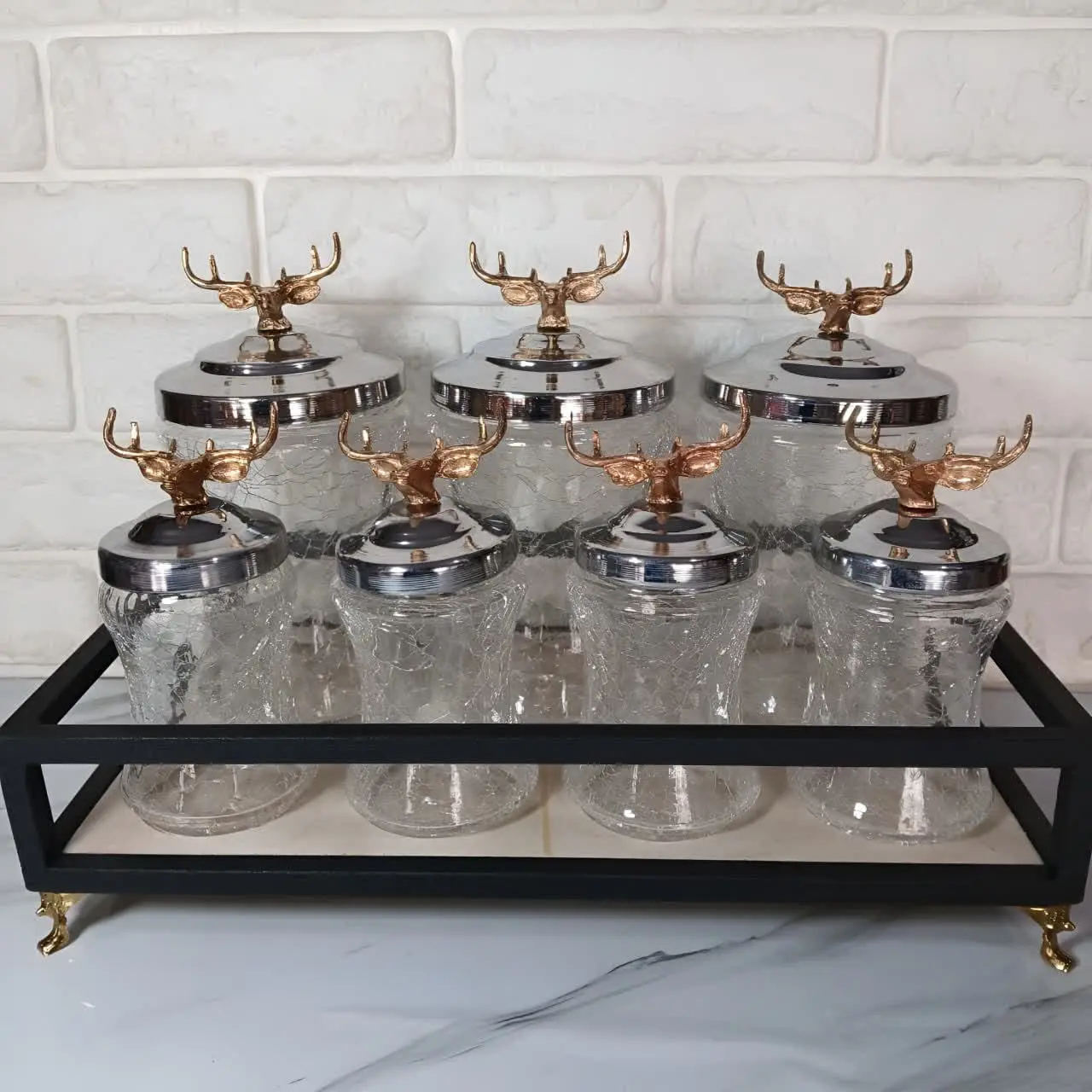 🥃 ۶ لیوان کریستالی درب دار