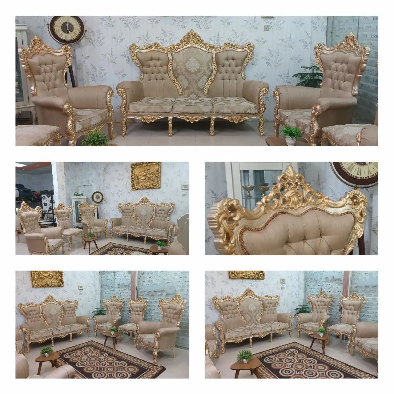 🟢 مبل ۹نفره نیمه استیل بسیار زیبا وشیک سفارشی ساخت درحدنو مناسب جهزیه تمام چوب 
