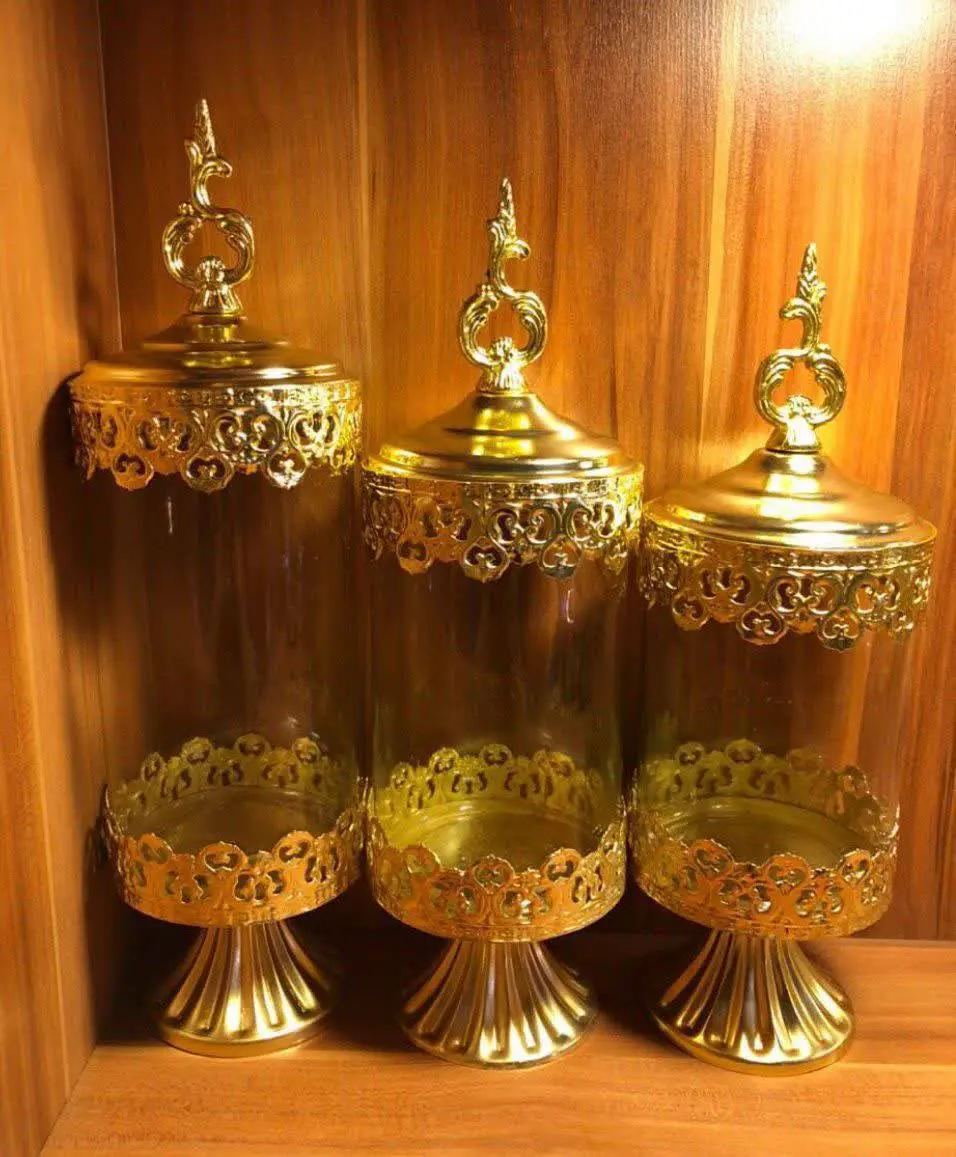 کندی ۳ تایی پایه دار طلایی 
