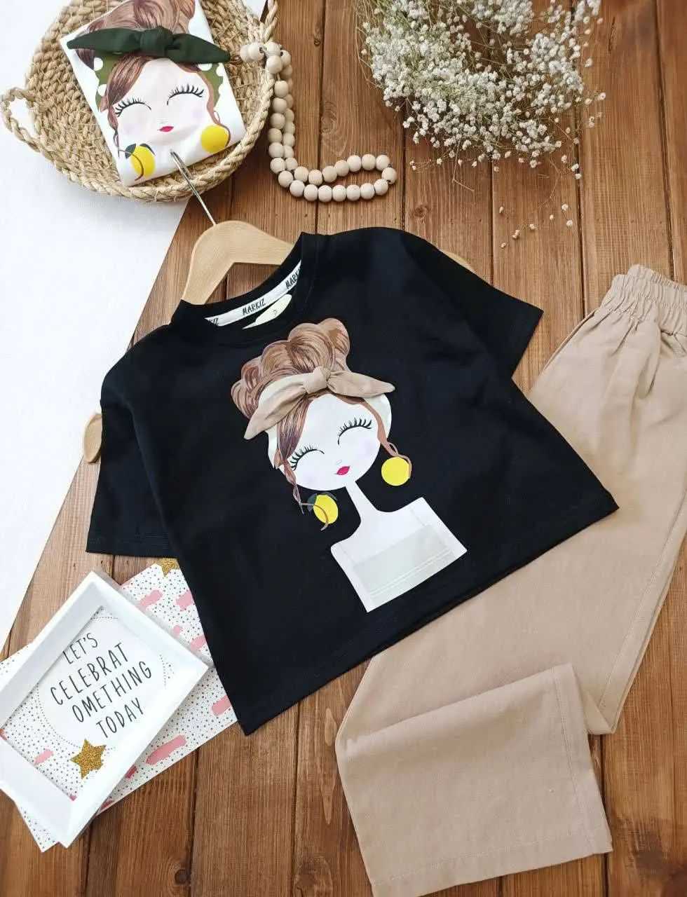 کراپ و شلوار دختر پرنسسی با تل برجسته پارچه ای😍
