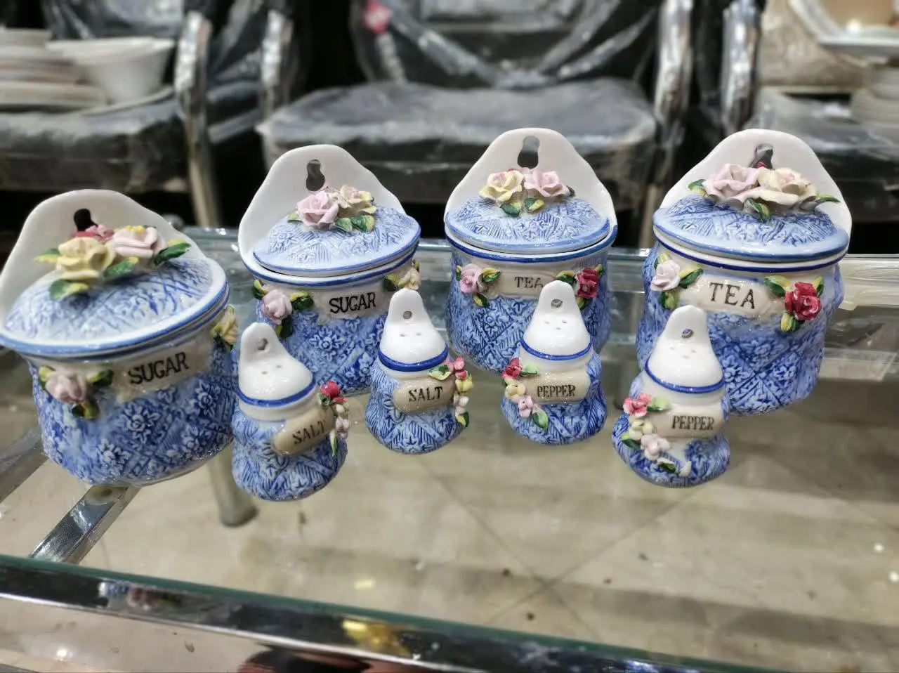 سرویس پاسماوری چینی کمیاب گل برجسته 
