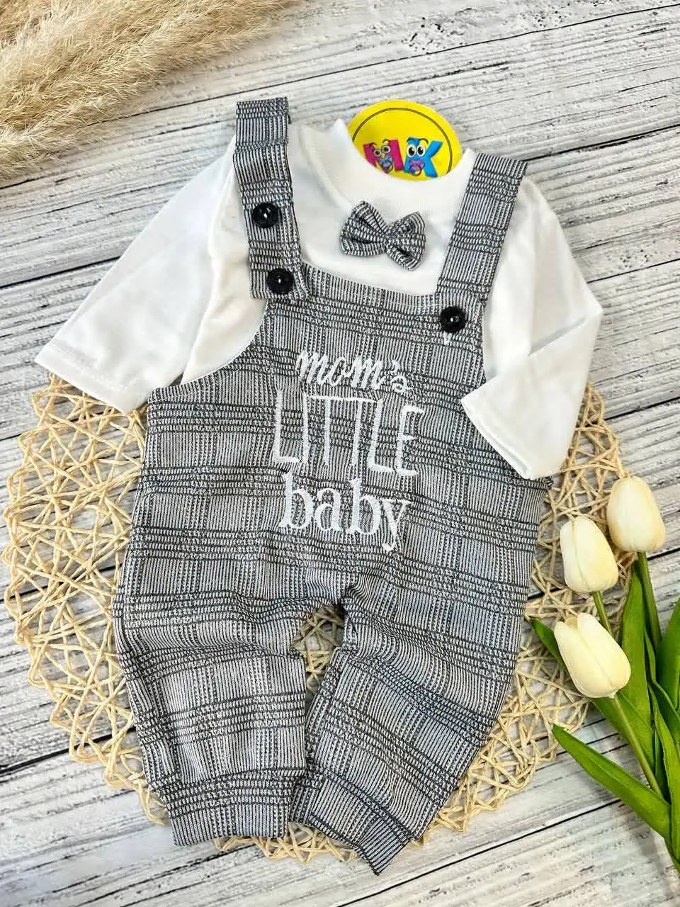 سرهمی پیشبندی لیتل بیبی (Little Baby) طوسی نوزادی و کودک کد ۱۱۲۰۴۲ 
