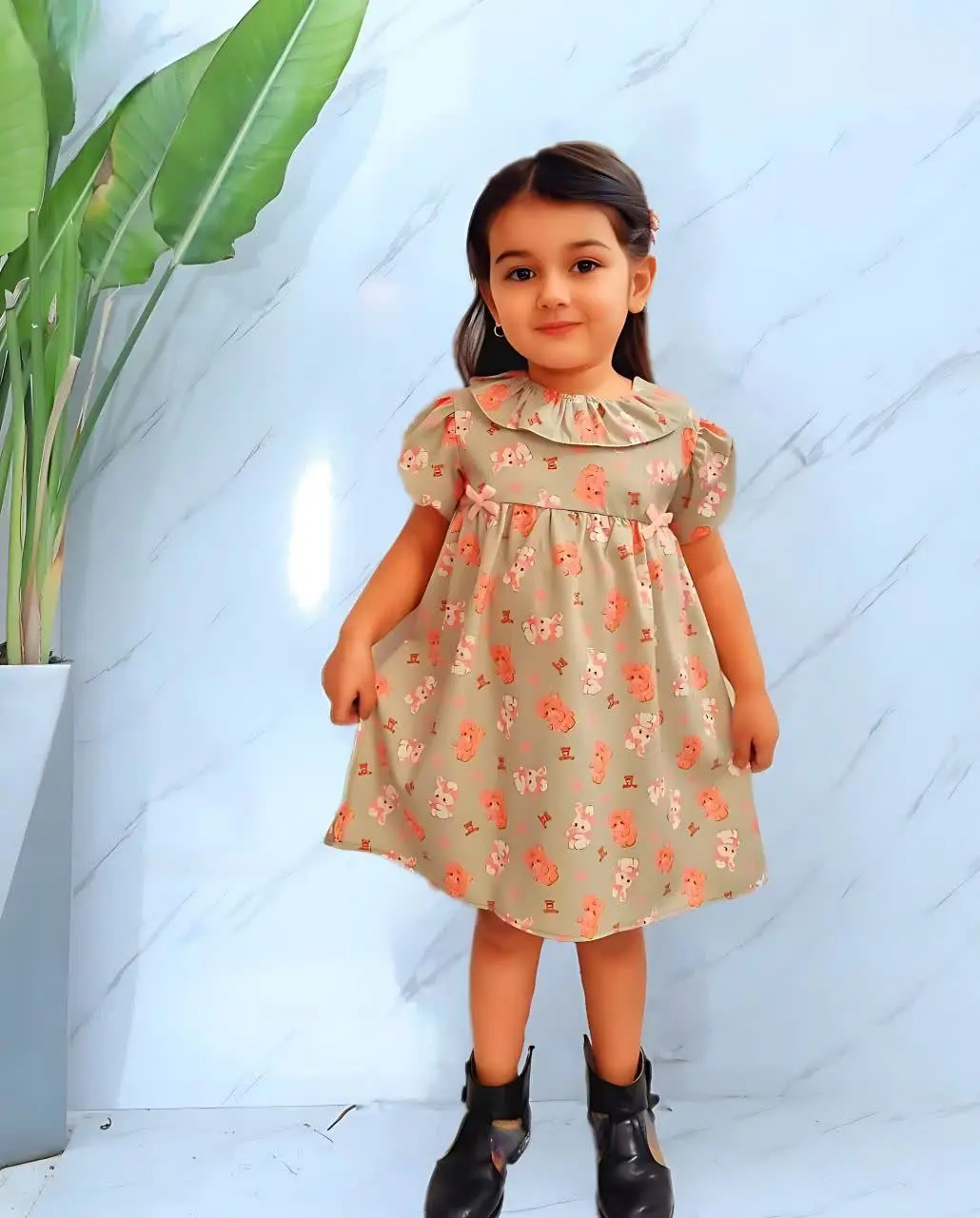 👫سارافون عروسکی تمام چاپ خرگوش قلبی👫
