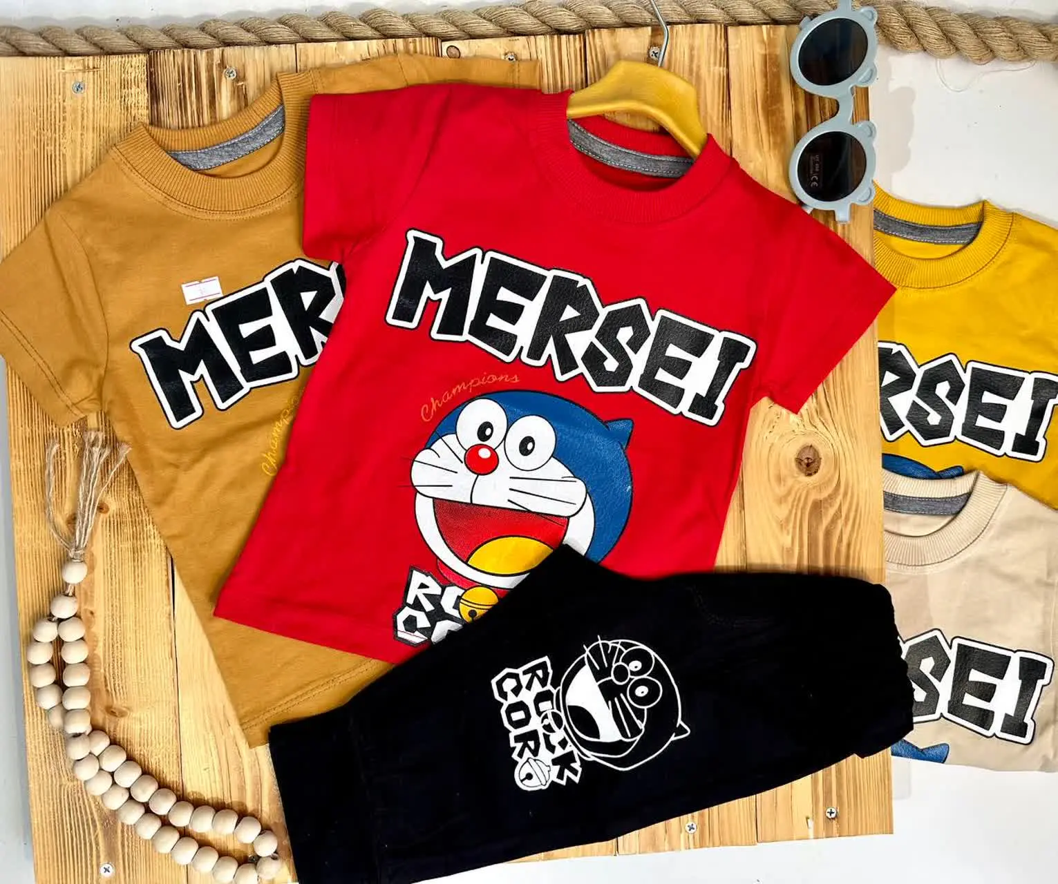 👫تیشرت شلوارک پسرانه چاپ mersei تمام پنبه لاکرا درجه یک✅
