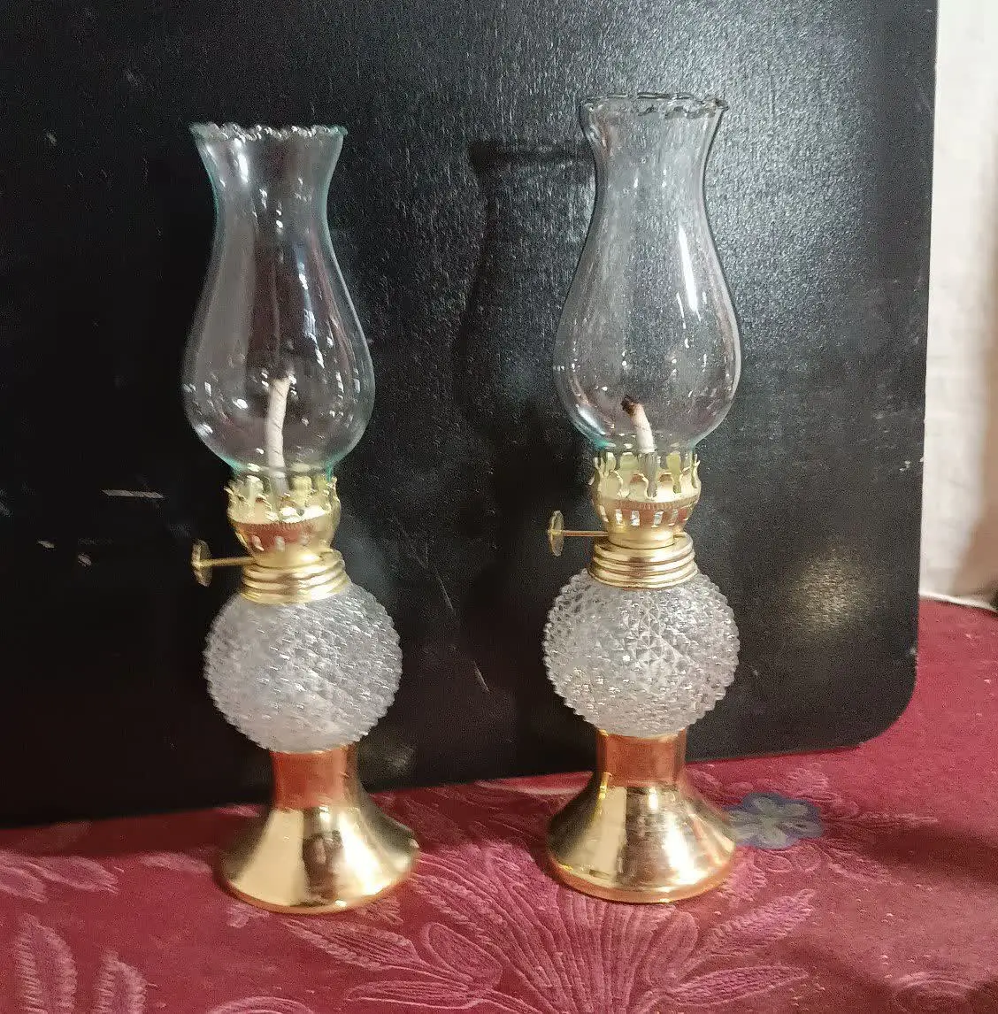 یکجفت چراغ موشی بدنه بلور پایه برنج 
