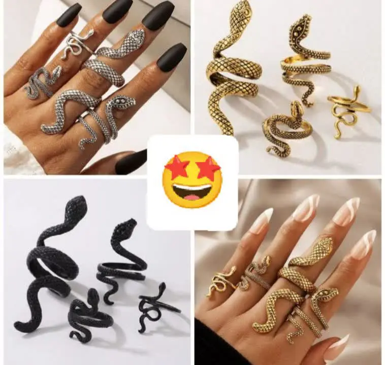 پک انگشتر مار. رنگ طلایی مشکی ونقره‌ای
