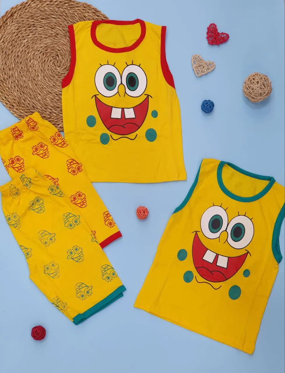 👕تاپ شلوارک باب اسفنجی
