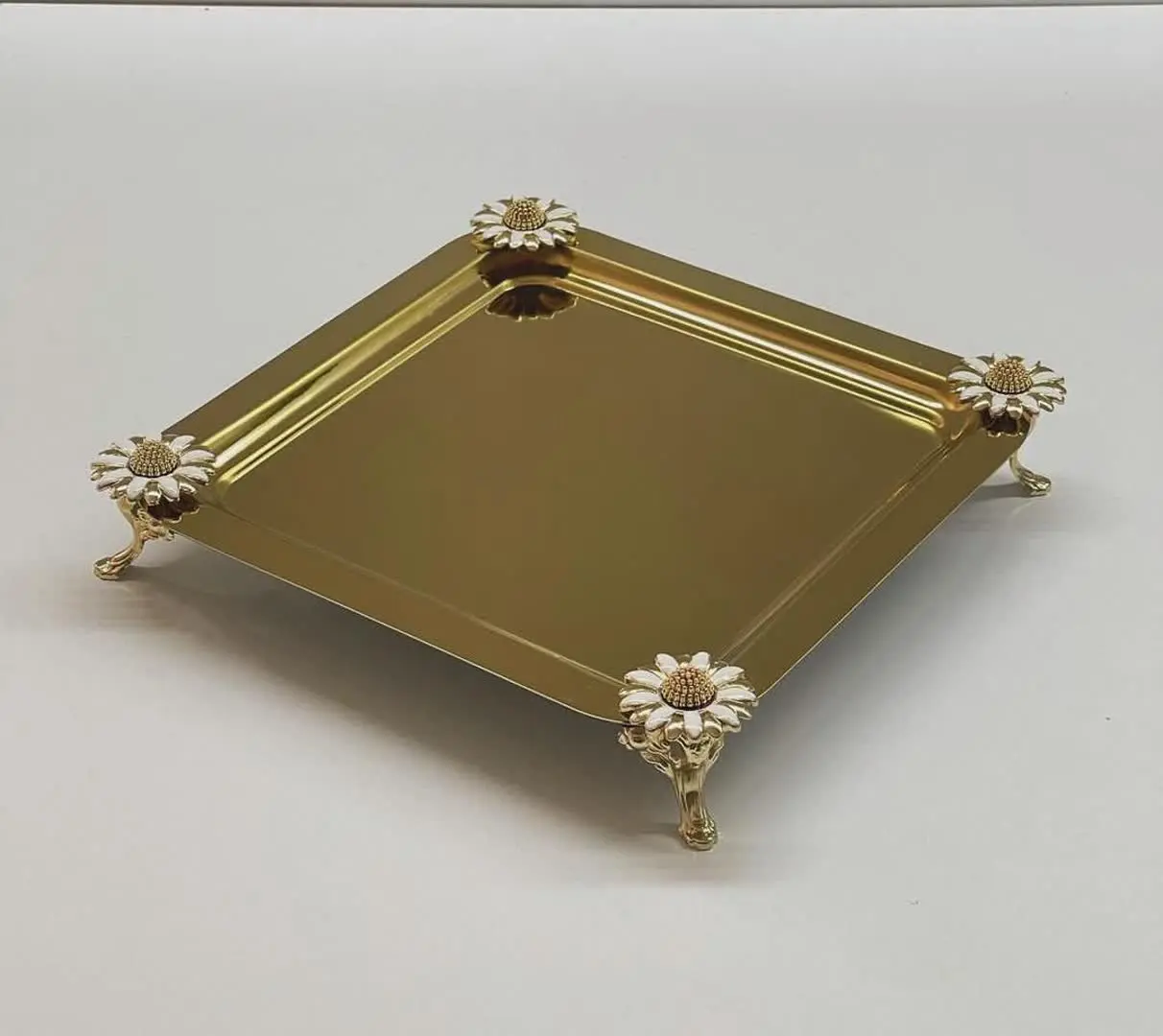 سینی پایه دار تک طرح گلدار 
