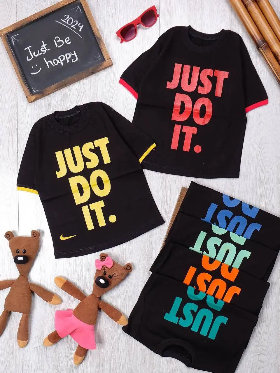 👫تیشرت تک پسرانه مشکی چاپ JUST DO IT👫
