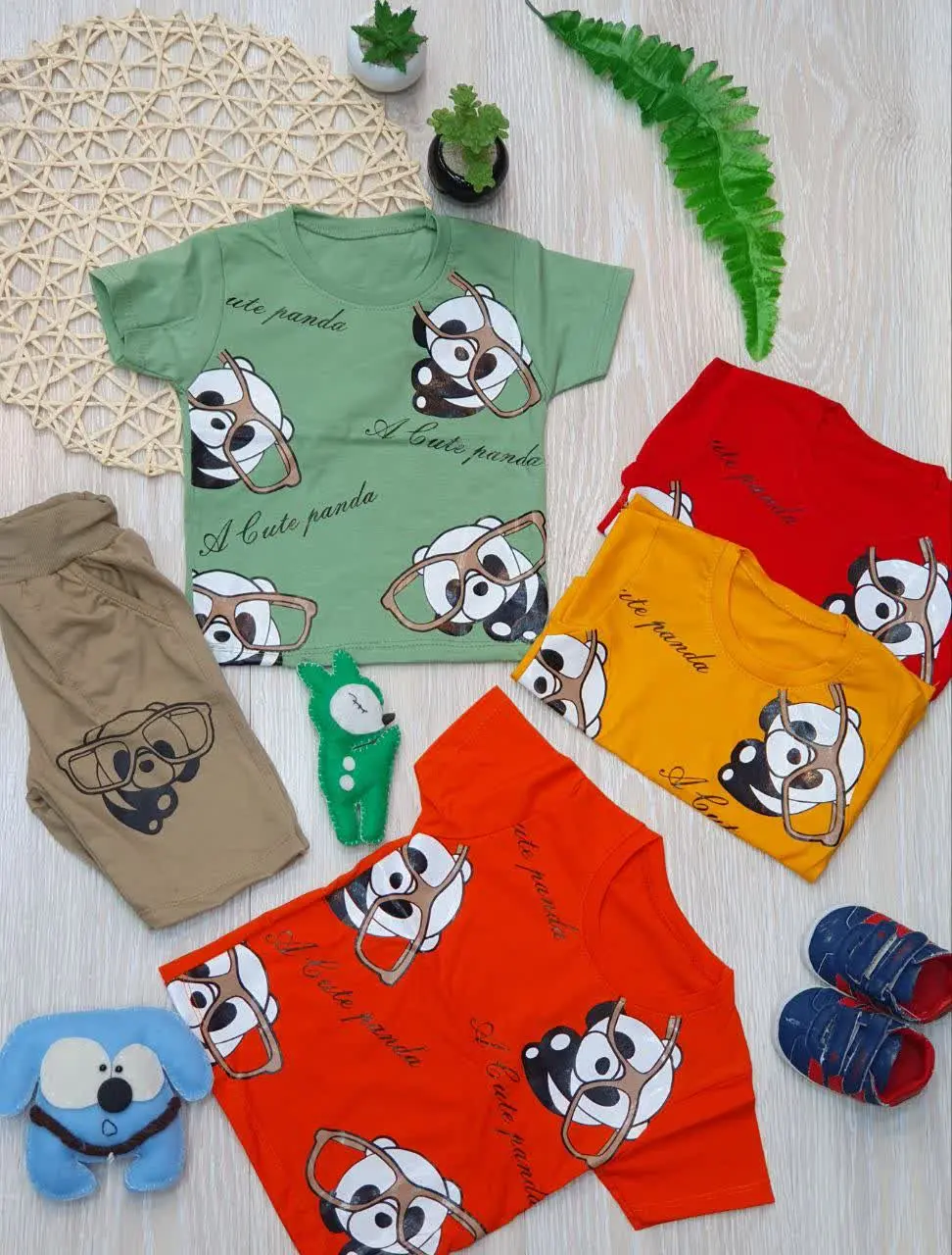 👕تیشرت شلوارک پاندا عینکی
