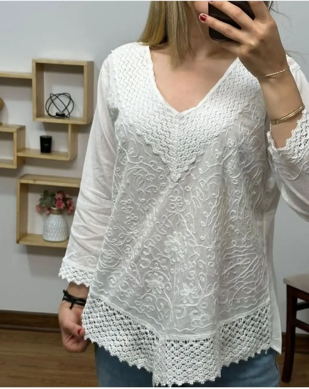 تونیک نخی یقه گیپور
