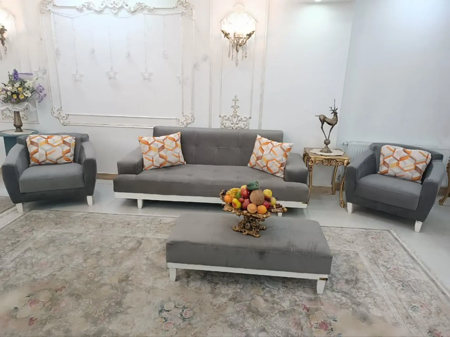 مبل ترک مبلمان ۸نفره چستر راحتی کلاسیک ترک تخت خواب شو مکانیزمی (تخت شو)) [مارک جم] 

