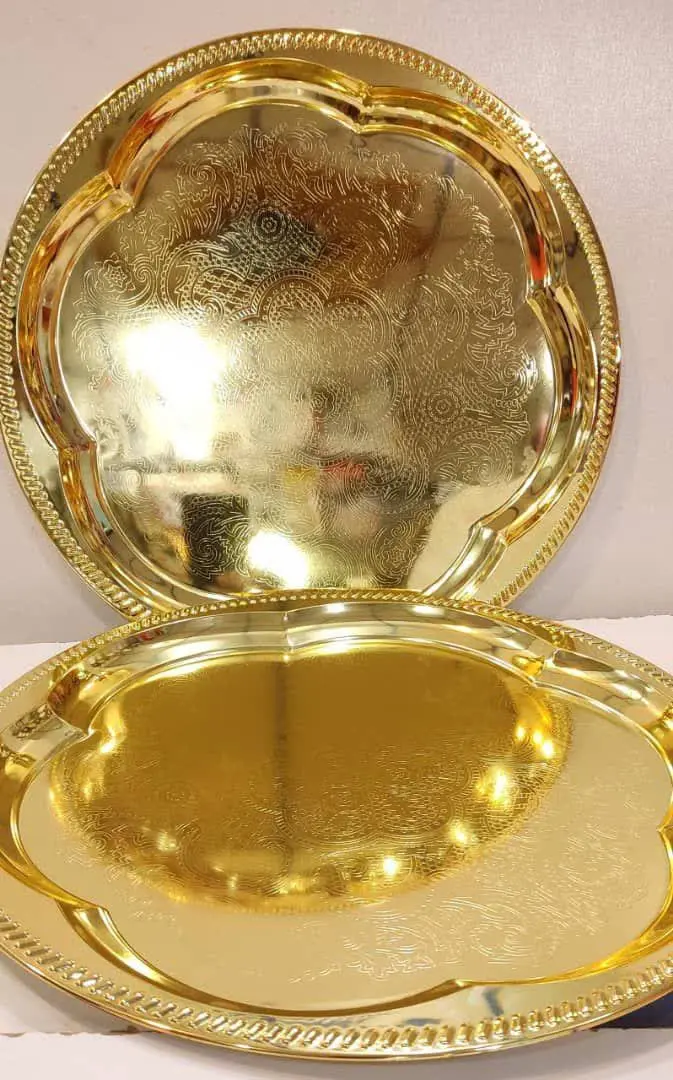 سینی تکی گرد طلایی 
