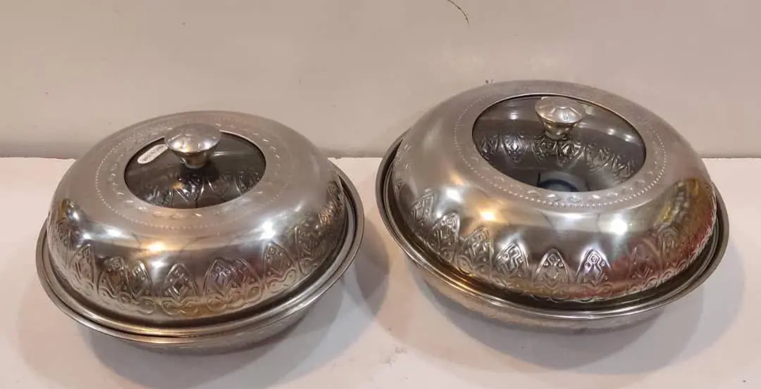 کاسه سردار استیل طرح جدید (قسمتی از سرش شیشه‌ای هست) 
