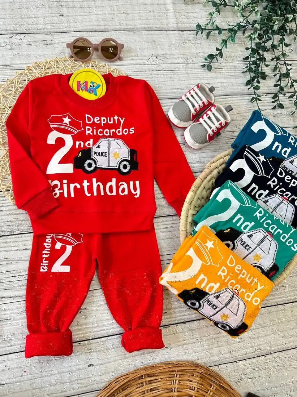 بلوز شلوار طرح ماشین پلیس نوزادی و کودک کد ۱۷۳۰۳۴ 
