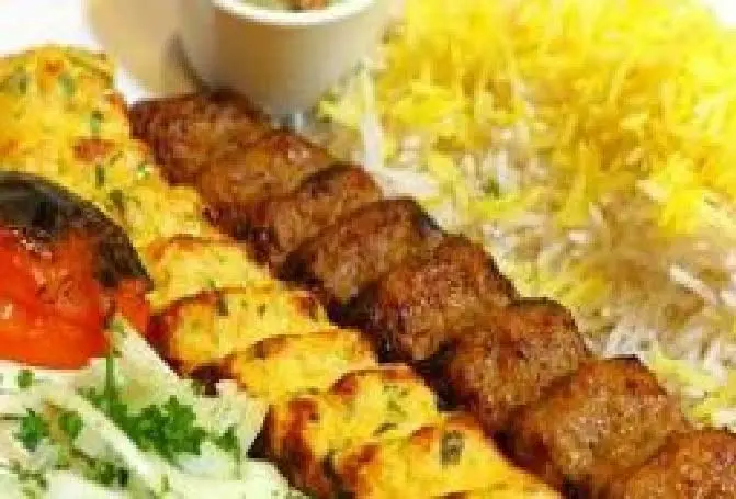 #چلو_کوبیده_میکس (یک سیخ کوبیده مرغ+یک سیخ کوبیده گوشت) 
