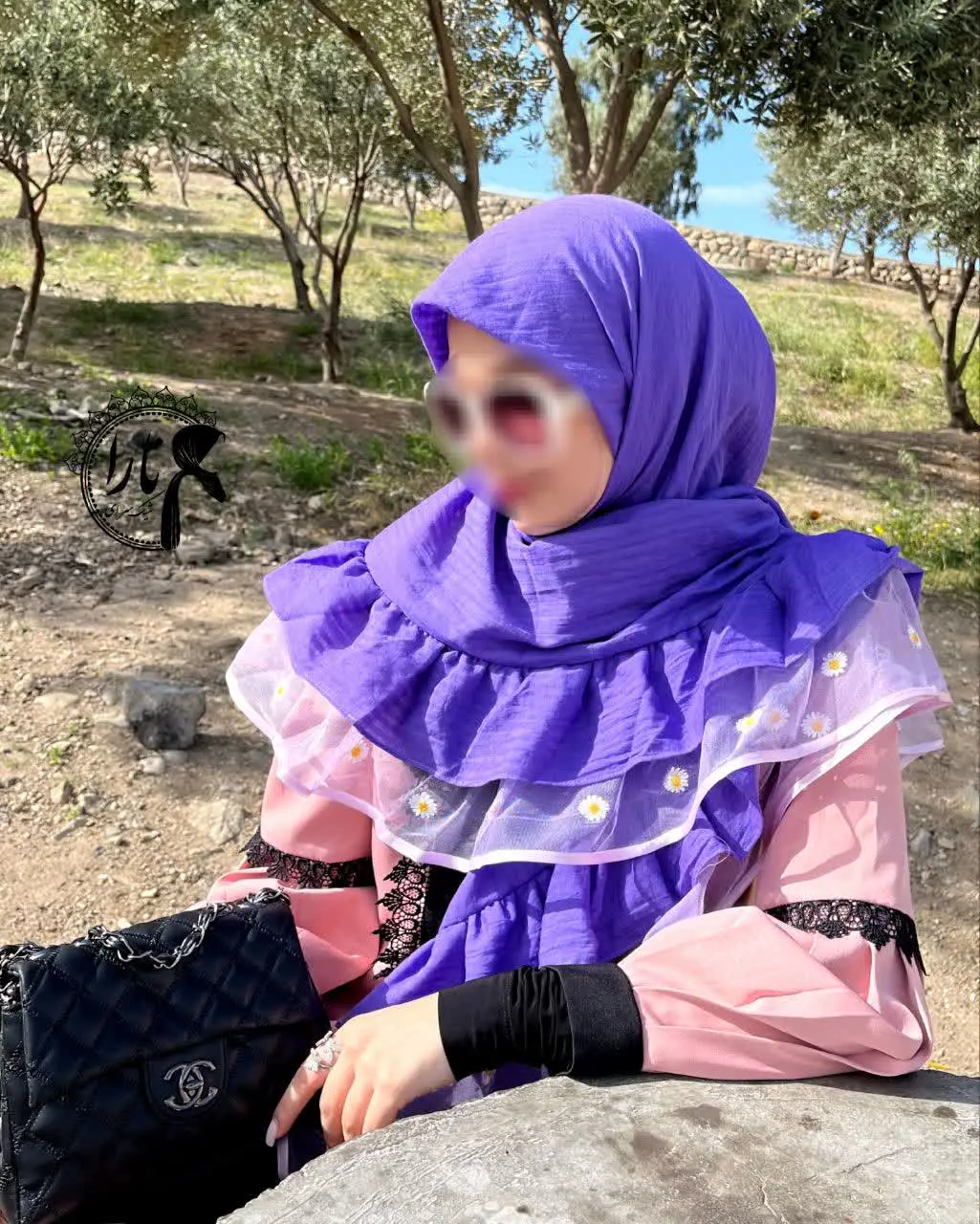 بنفش مدل دو چین تور بابونه لبه😍👌

