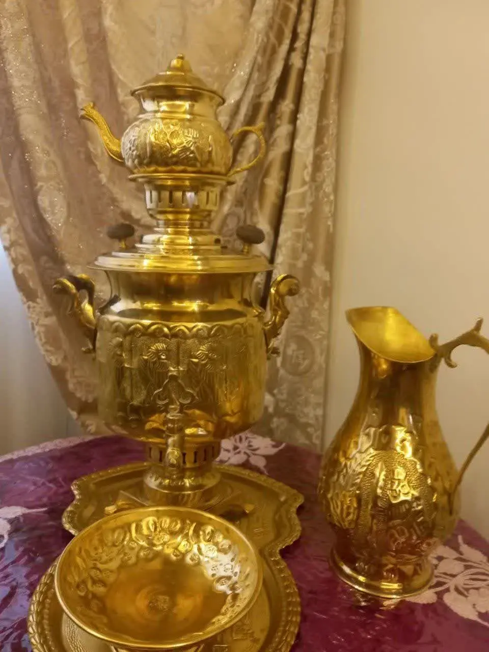 سرویس سماور برنجی ۶لیتری 
