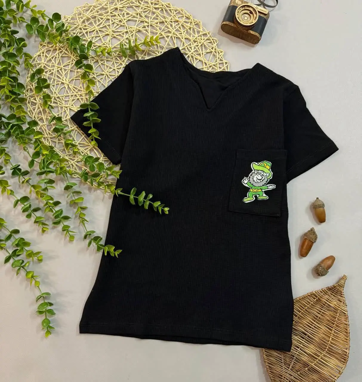 👚👖نام کالا: تیشرت تک یقه کوبایی بیسکویتی پسرانه