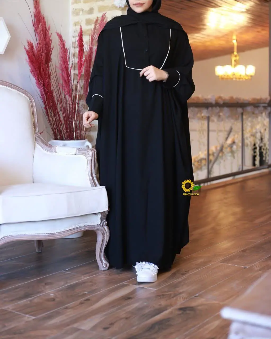 ✅عبای بحرینی مشکی مغزی سفید