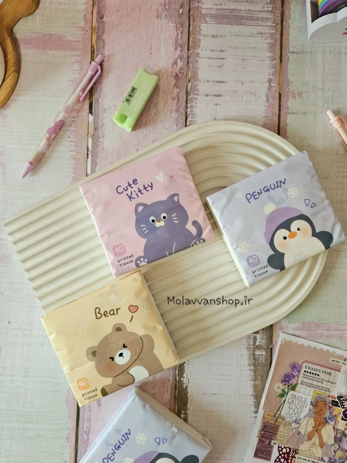 کی گفته دستمال کاغذی حتماً باید ساده باشه؟ این دستمال های جیبی با طرح های فوق العاده کیوت (خرسی، گربه و پنگوئن) اومدن که به کیفتون رنگ و لعاب بدن. 🐻🐱🐧