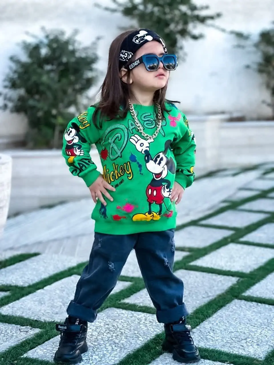 ⚜ست بلوز شلوار اسپرت میکی⚜