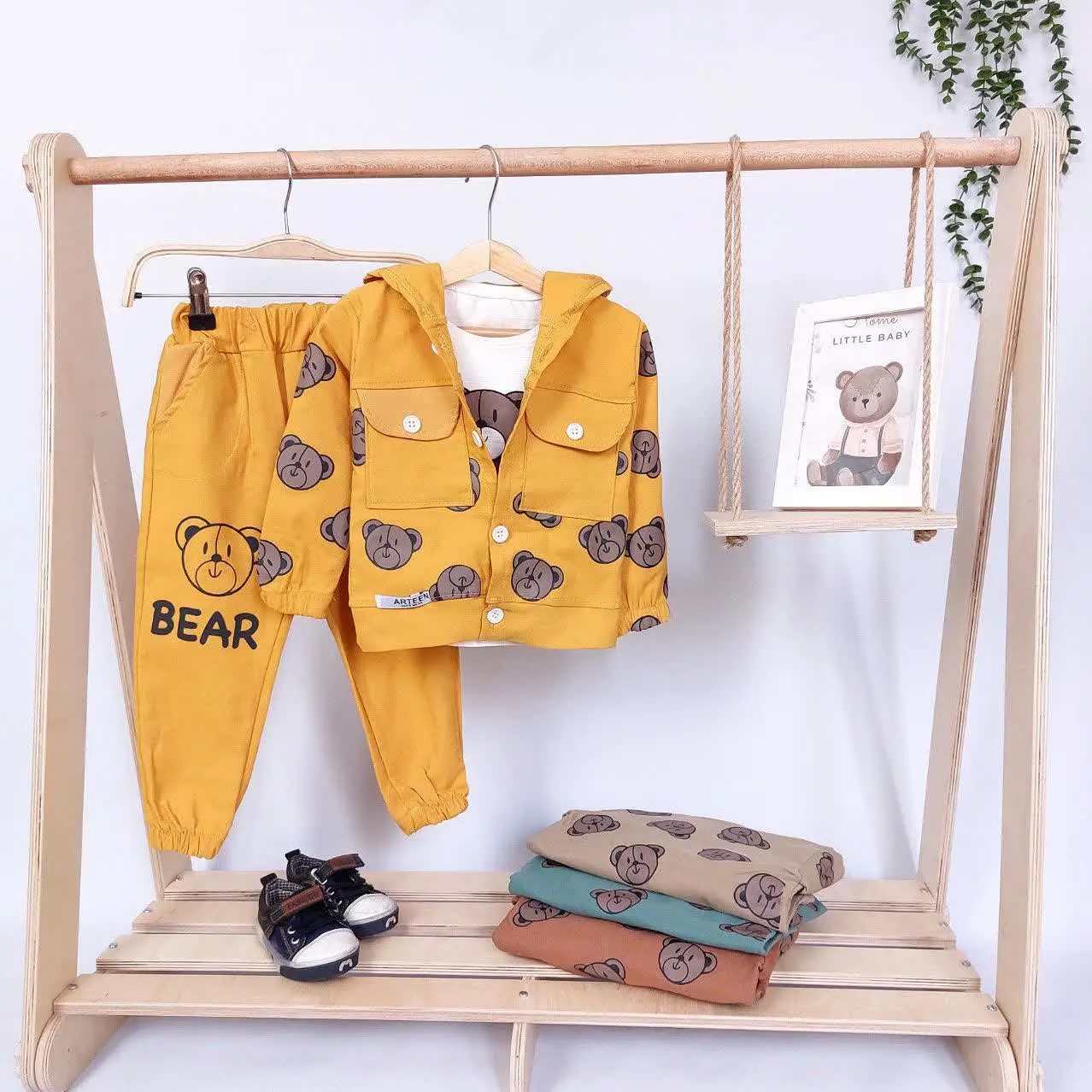 سه تیکهی سویشرت دار کتان تدی🧸