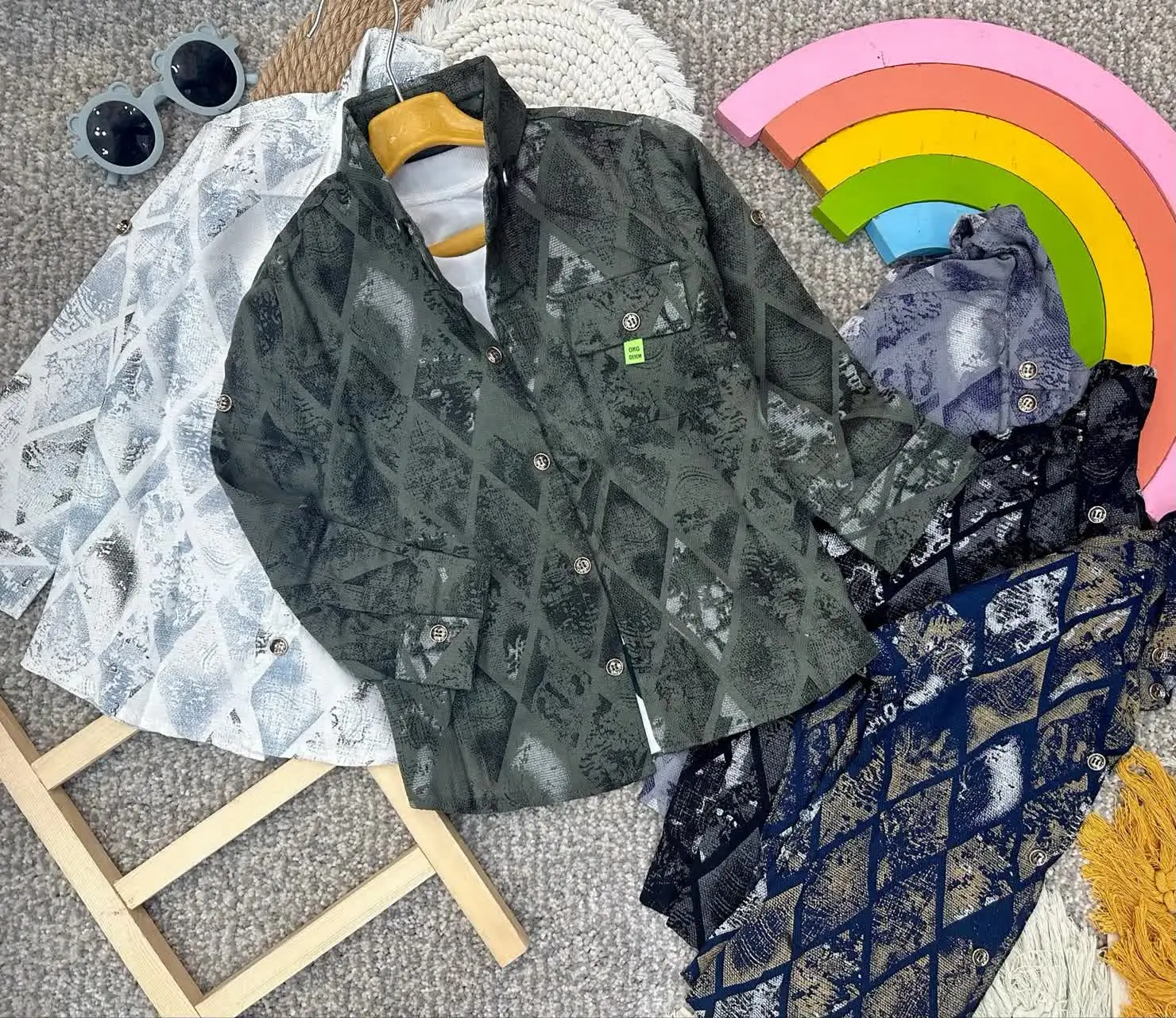 👫پیراهن پسرانه کنفی یقه دار zara😍