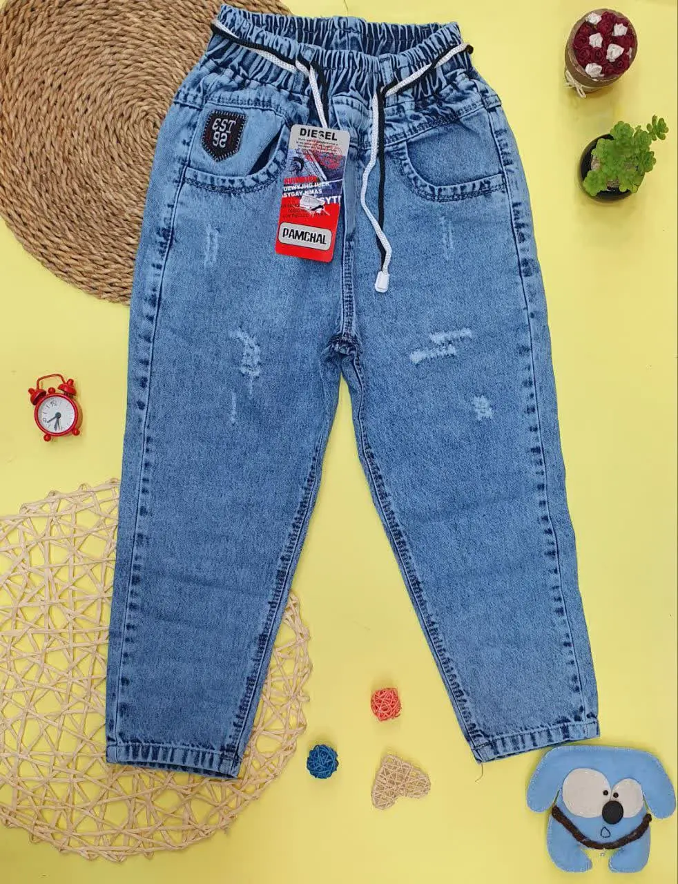 👖شلوار لی مام فیت ساده