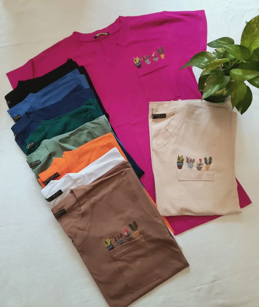 🌼تیشرت کاکتوس، گلدوزی شده